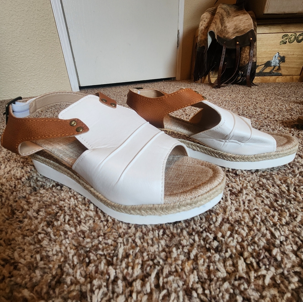 White & Brown Sandals